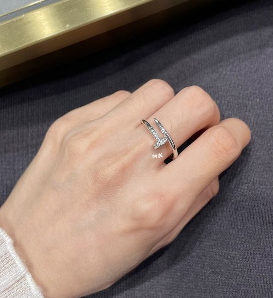 Cartier Thin Nail Ring with Diamond Ends Three Tones