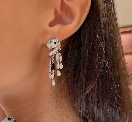 Cartier Black Onyx Leopard Tassel Earrings