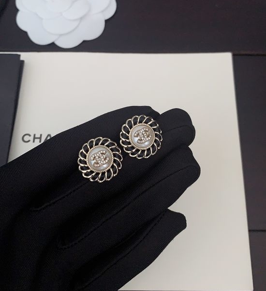 Chanel Round Logo Stud Earrings