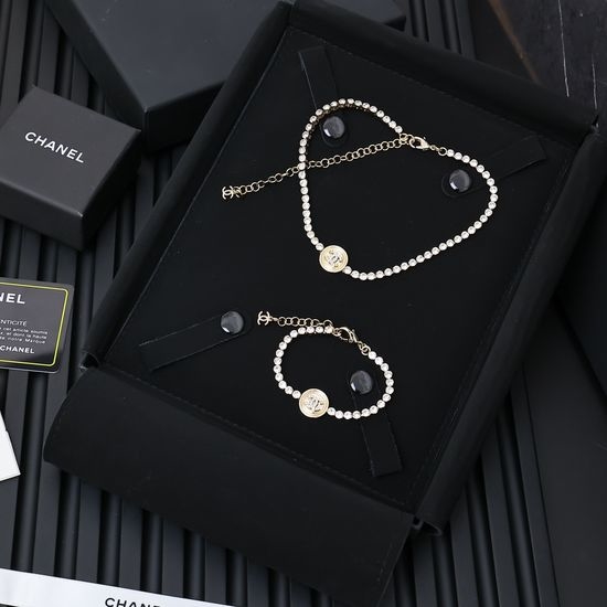 Chanel Gold Coin Full Diamond Jewelry Set