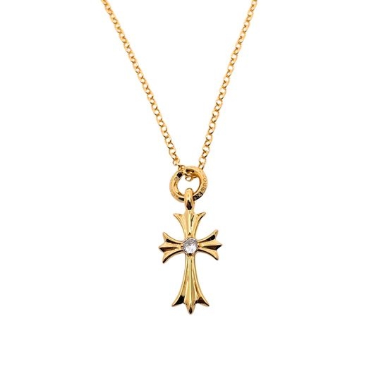 Chrome Hearts Gold Plated Cross Pendant Necklace
