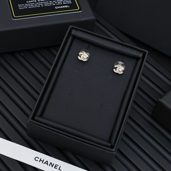 Chanel Mini Pearl Rhinestone Stud Earrings