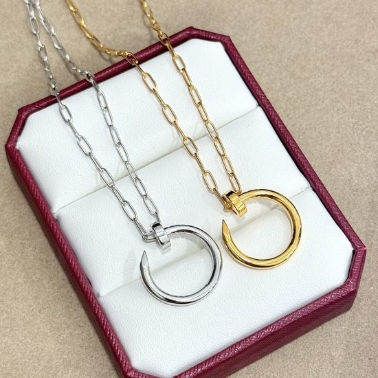 Cartier Sleek Nail Shape Thick Sterling Silver Necklace
