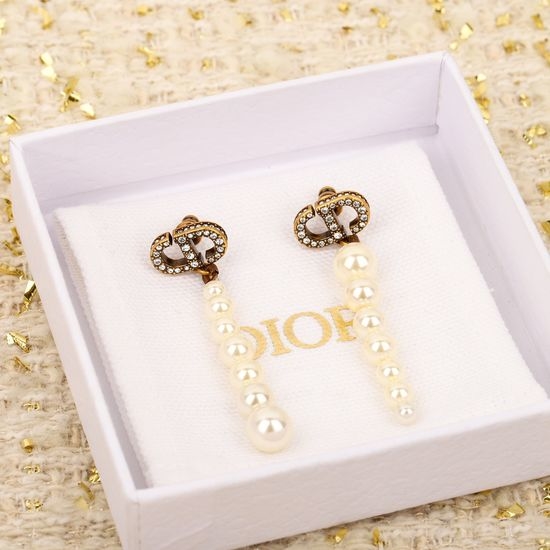 Christian Dior CD Large And Small Pearl Stud Earrings