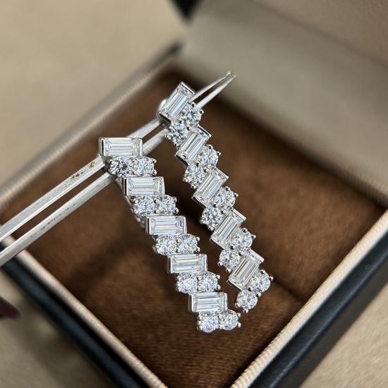Cartier Square Diamond Silver Stud Earrings