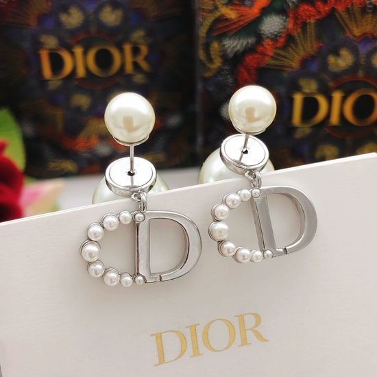 Christian Dior CD Pearl Drop Pendant Earrings