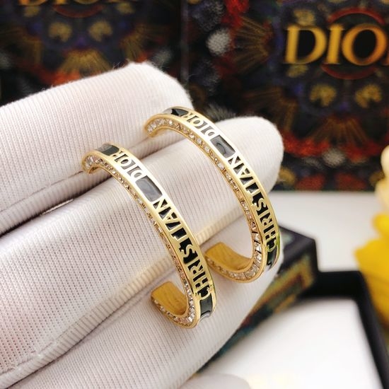 Christian Dior CD Black Enamel Drop Earrings