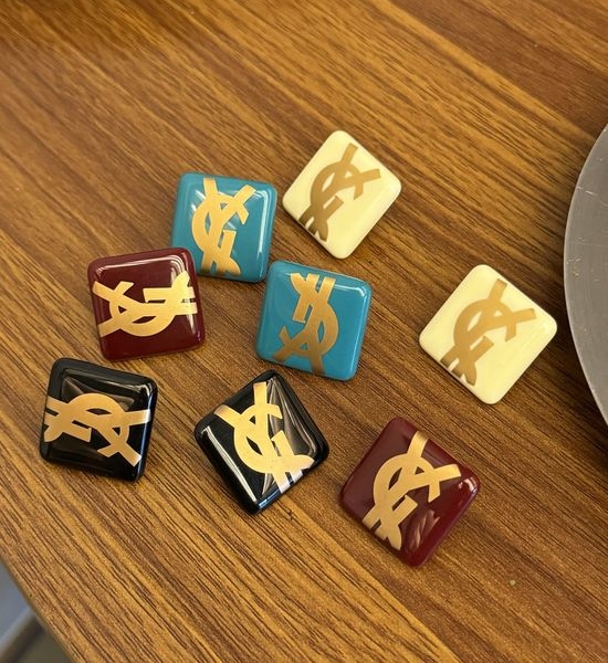 Yves Saint Laurent YSL Matte Textured Metal Stud Earrings