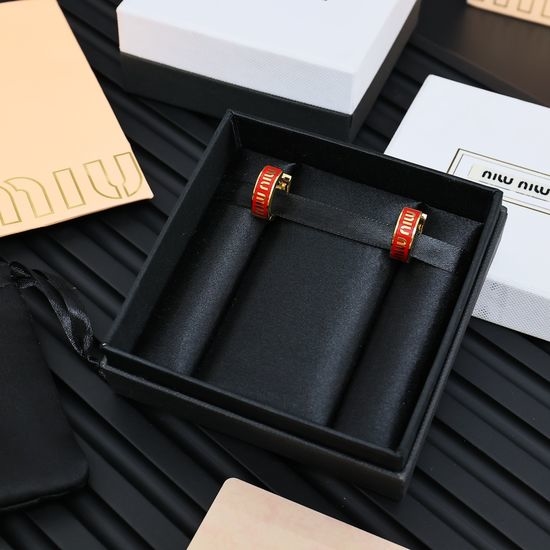Miu Miu Enamel Letter Circle Earrings