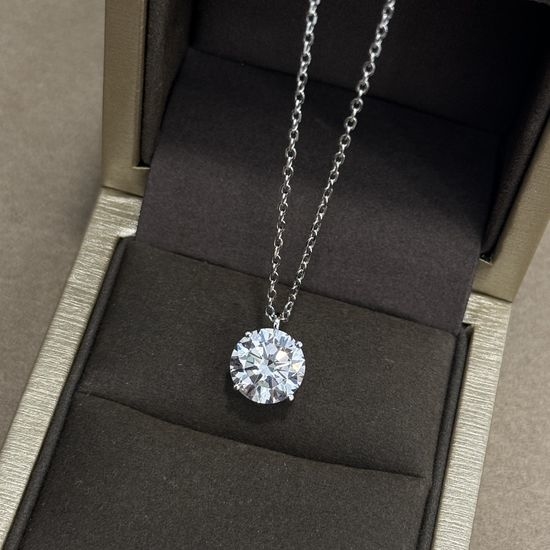 Graff Sterling Silver Four Claw Round Diamond Necklace