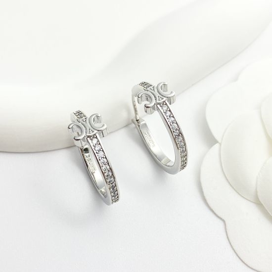 Celine Rhinestone Decor Small Hoop Earrings