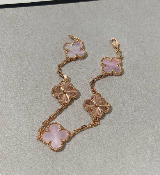 Van Cleef & Arpels VCA Pink Shell Five Flower Bracelet