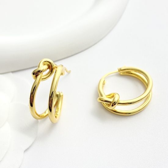 Celine Twisted Double Hoop Gold Earrings