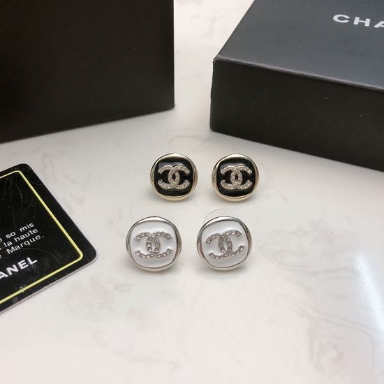 Chanel Classic Square Black Enamel Ear Studs