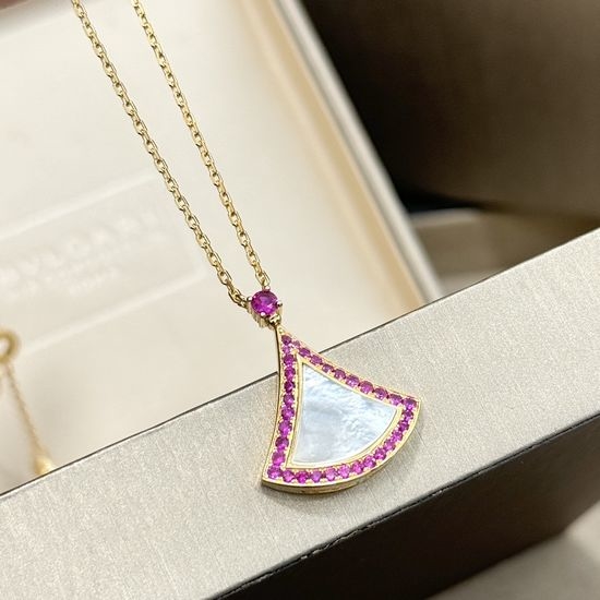 Bottega Veneta BV Fan Shaped White Mother-of-Pearl Pendant Necklace