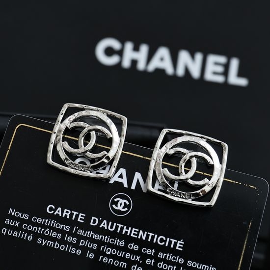 Chanel Hollow Square Shaped Stud Earrings