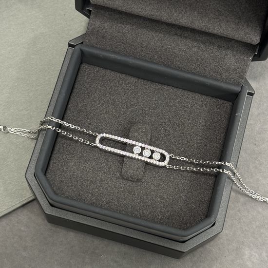 Messika Sliding Three Stone Layered Bracelet