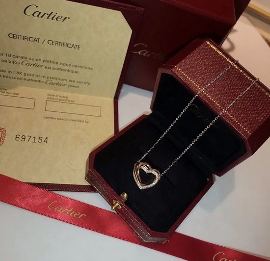 Cartier Hollow Heart Three Ring Silver Necklace