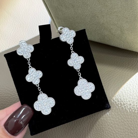 Van Cleef & Arpels VCA Crystal Clover Stud Earrings Set