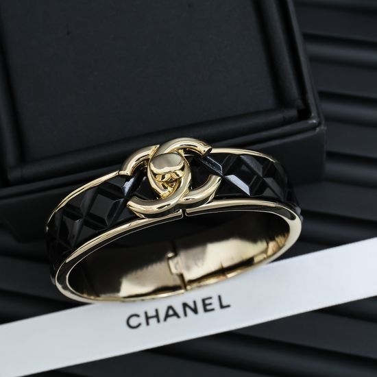 Chanel Quilted Pattern Buckle Detail Bangle