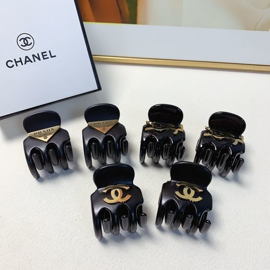 Chanel Classic Logo Hair Claw Clips Pair