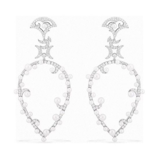 Apm monaco Star Flower Pearl Hoop Earrings