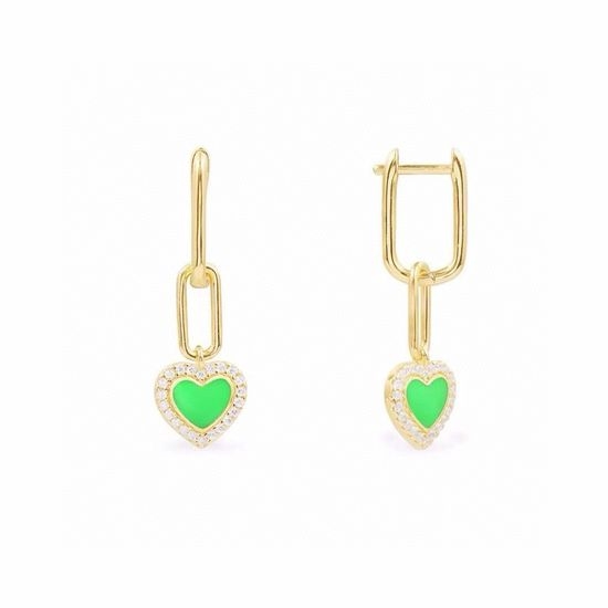 Apm monaco Heart Enamel Rhinestone Hoop Earrings