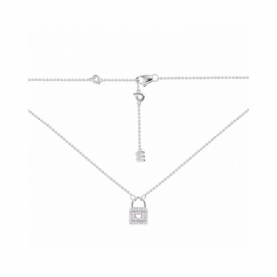 Apm monaco Silver Hollow Heart Lock Pendant Necklace