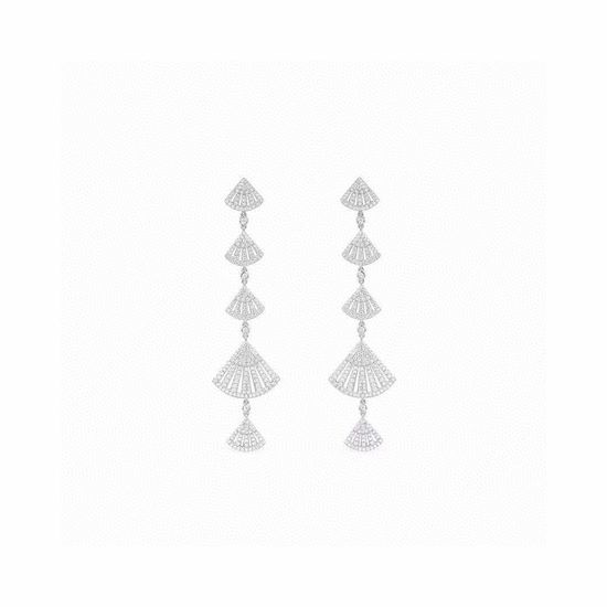Apm monaco Layered Fan Dangle Earrings Silver Tone