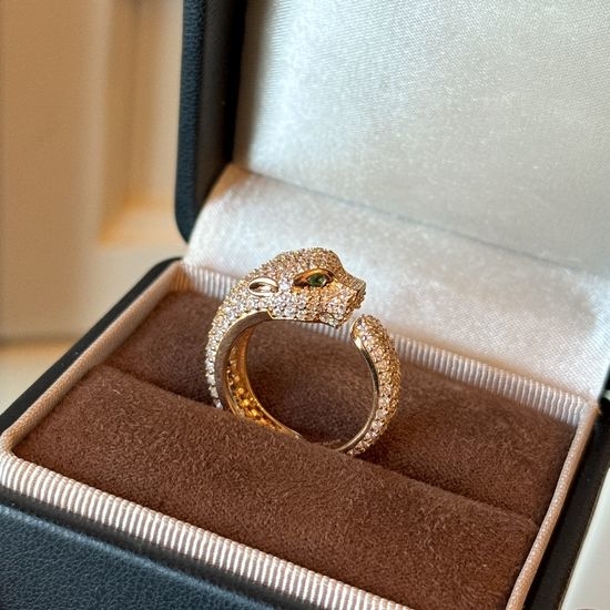 Cartier Full Diamond Leopard Adjustable Silver Ring