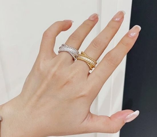 Van Cleef & Arpels VCA Double Band Full Diamond Elegant Ring