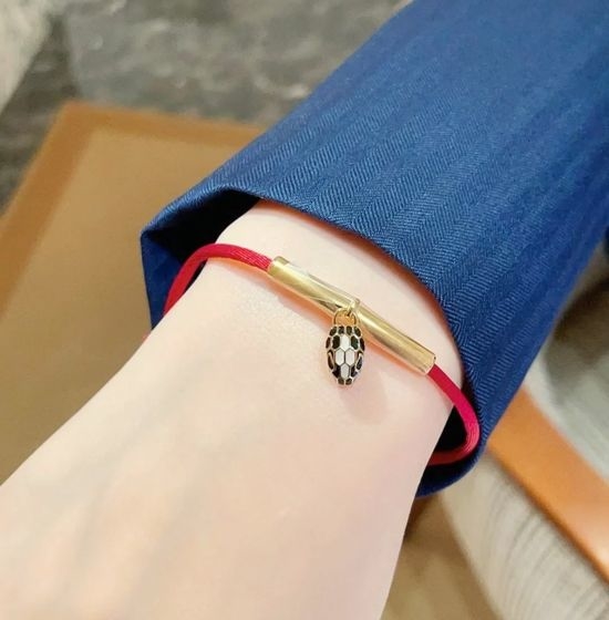 Bvlgari Adjustable Red Snake Charm Bracelet