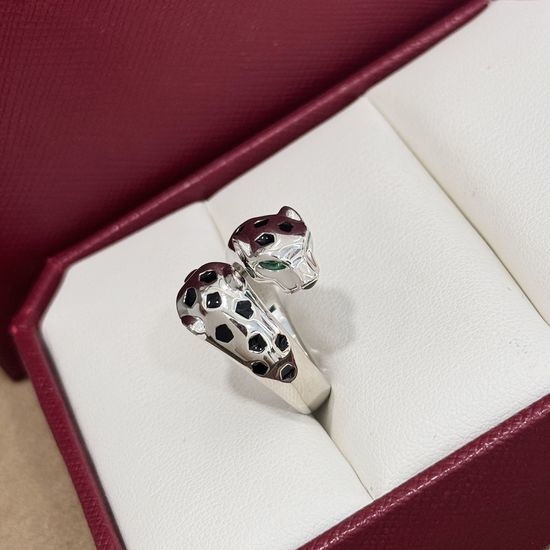 Cartier Double Leopard Silver Open Ring