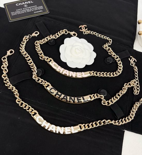 Chanel Enamel Letter Chain Pendant Necklace