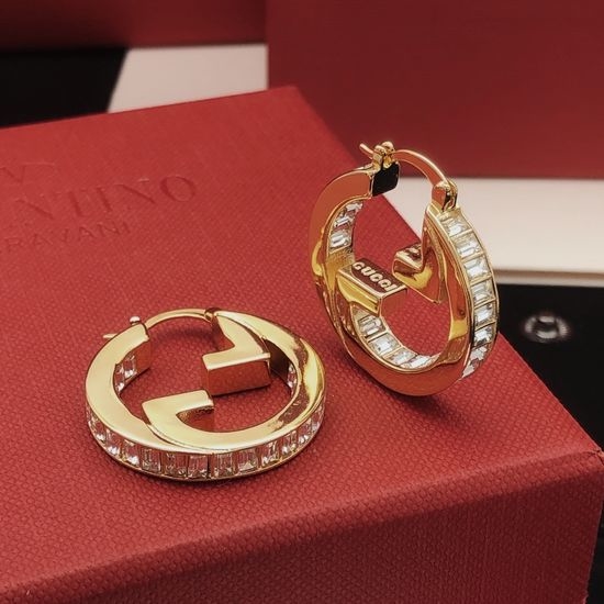 Gucci Square Diamond Round Hook Earrings