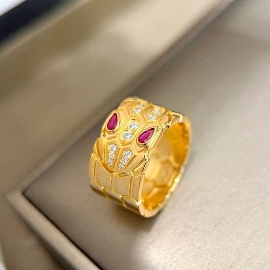 Bottega Veneta BV Wide-band Ruby Serpent Shape Ring