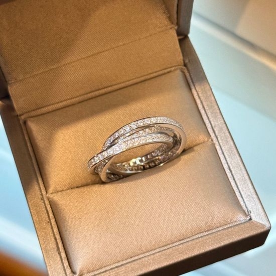 Cartier Diamond Inlaid Three Band Ring