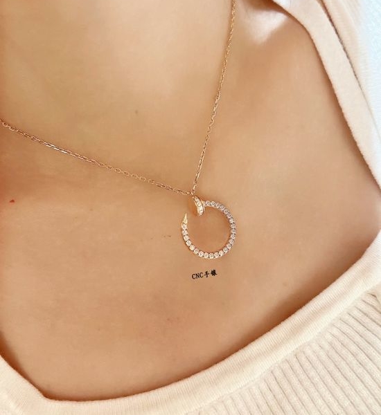 Cartier Hand-set Full Diamond Nail Necklace