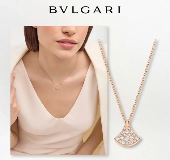 Bvlgari Mini Full Diamond Fan Shape Necklace