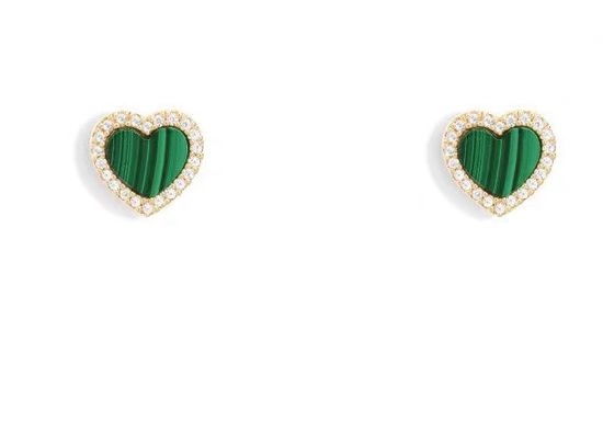 Apm monaco Malachite Heart Stud Earrings Simple Design Gift