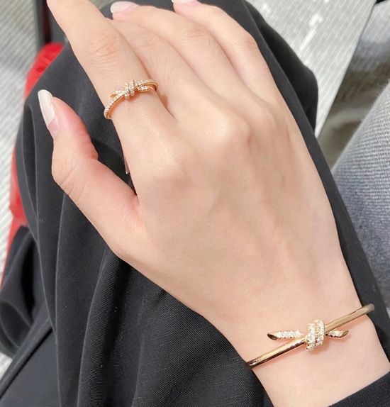 Tiffany & Co. Half Diamond Knot Bangle Elegant Style