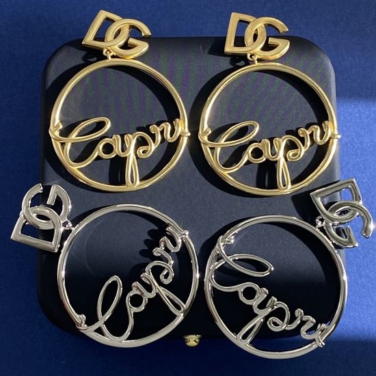 Dolce & Gabbana Vintage Polished Letter Circle Stud Earrings