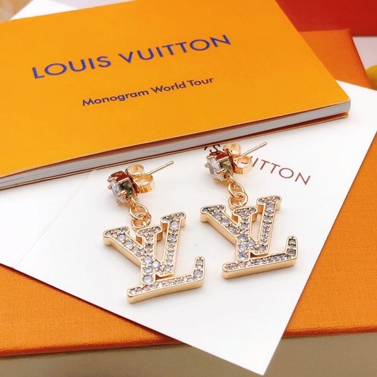 Louis Vuitton LV Rose Gold Diamond Brass Stud Earrings