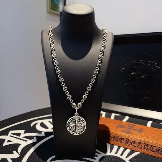 Chrome Hearts Vintage Floral Round Pendant Necklace