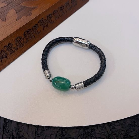 Chrome Hearts Jade Leather Rope Textured Bracelet