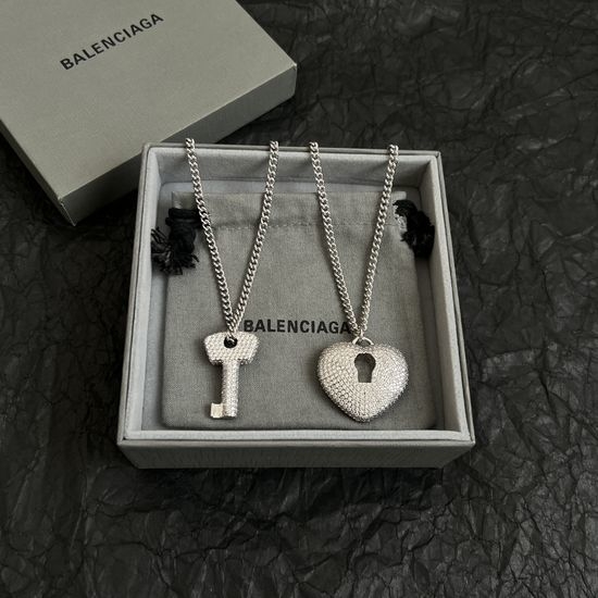 Balenciaga Full Diamond Heart Pendant Necklace