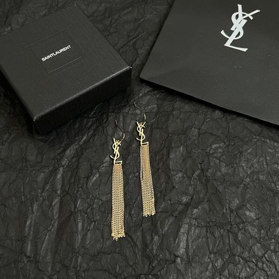 Yves Saint Laurent YSL Metal Drop Earrings Elegant Stylish Jewelry