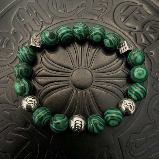 Chrome Hearts Vintage Peacock Green Beaded Bracelet