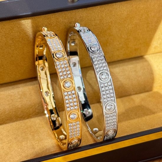Cartier Full Diamond Silver Bangle