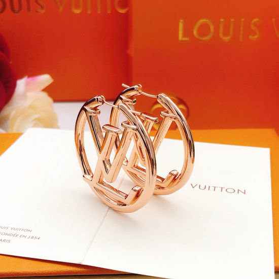 Louis Vuitton LV Rose Gold Earrings Brass Material
